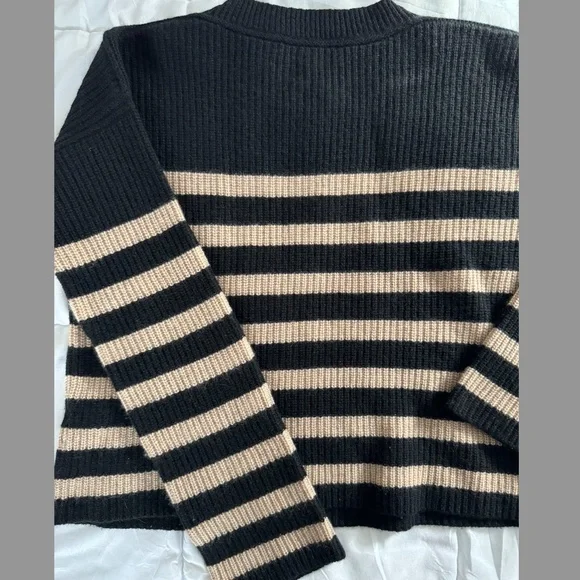 La Ligne Mini Striped Toujours Sweater - Black/Camel Size Small - Picture 2 of 7